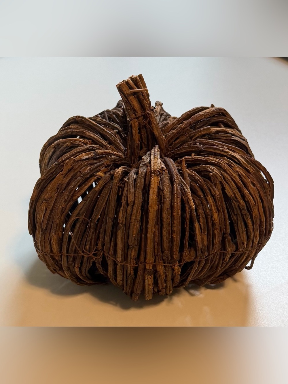 Rustic Woven Vine Small Pumpkin Brown Rattan Halloween Thanksgiving Decorations